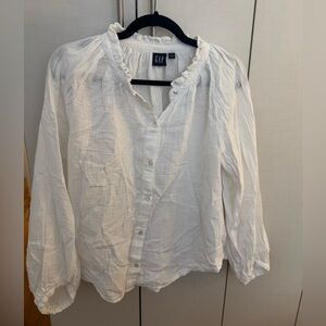 GAP white blouse with ruffle detailing - Large